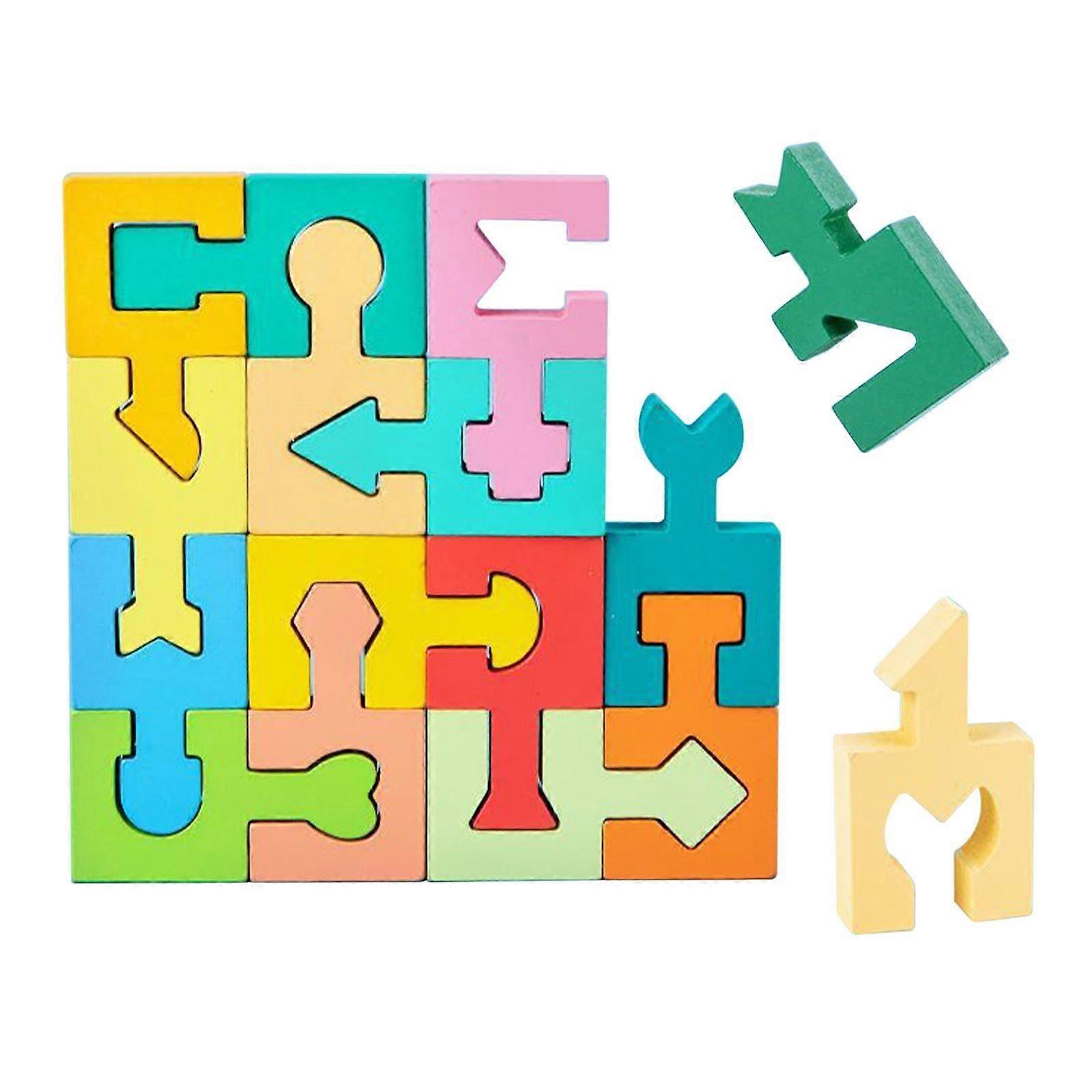Shape Matching Wooden Puzzle Assembly Building Blocks Children's Toys Logical Thinking Spatial Concentration Training Toy Playsets
