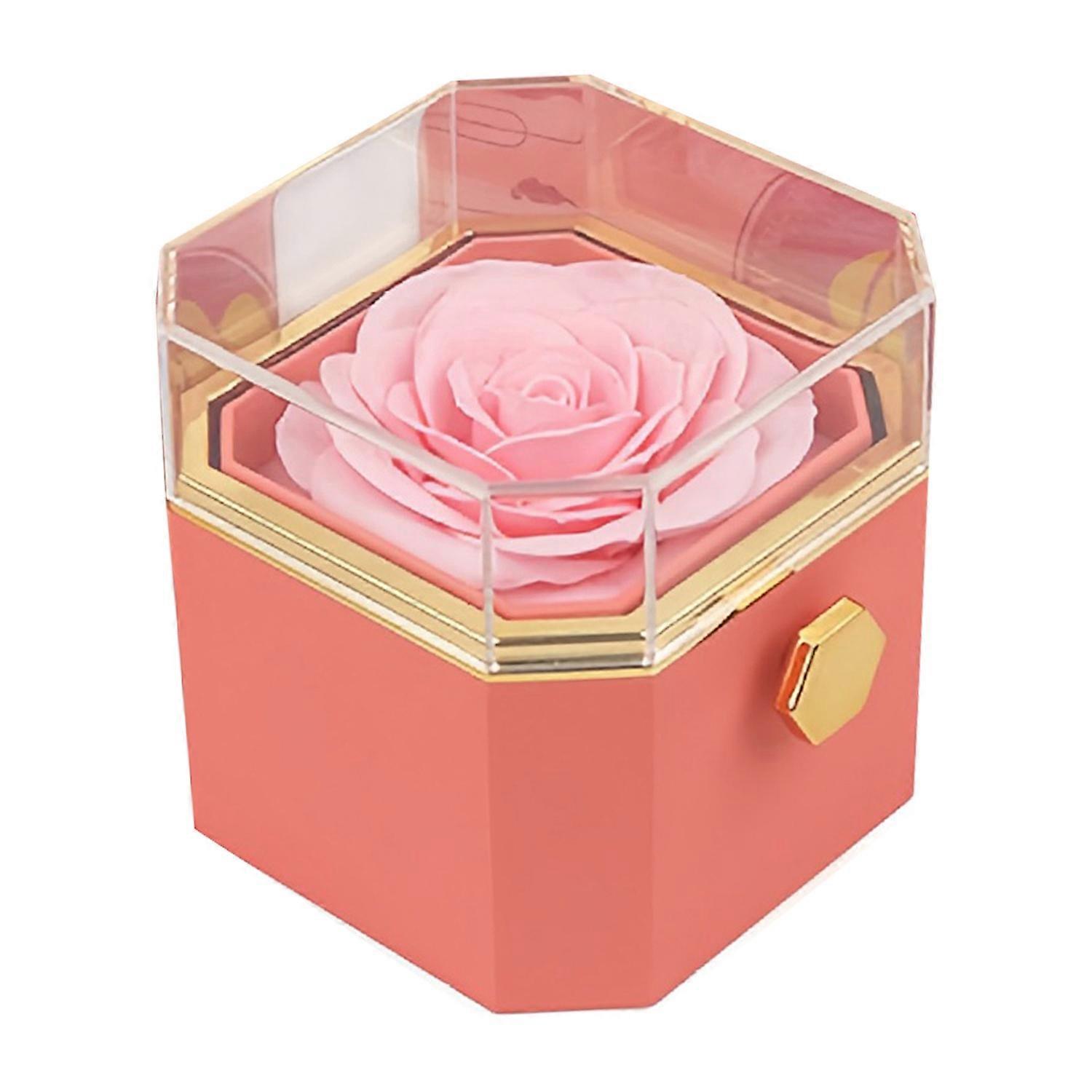Ring Jewelry Box with Preserved Rose Flower Drawer Design Portable Jewelry Organizer Forever Flowers