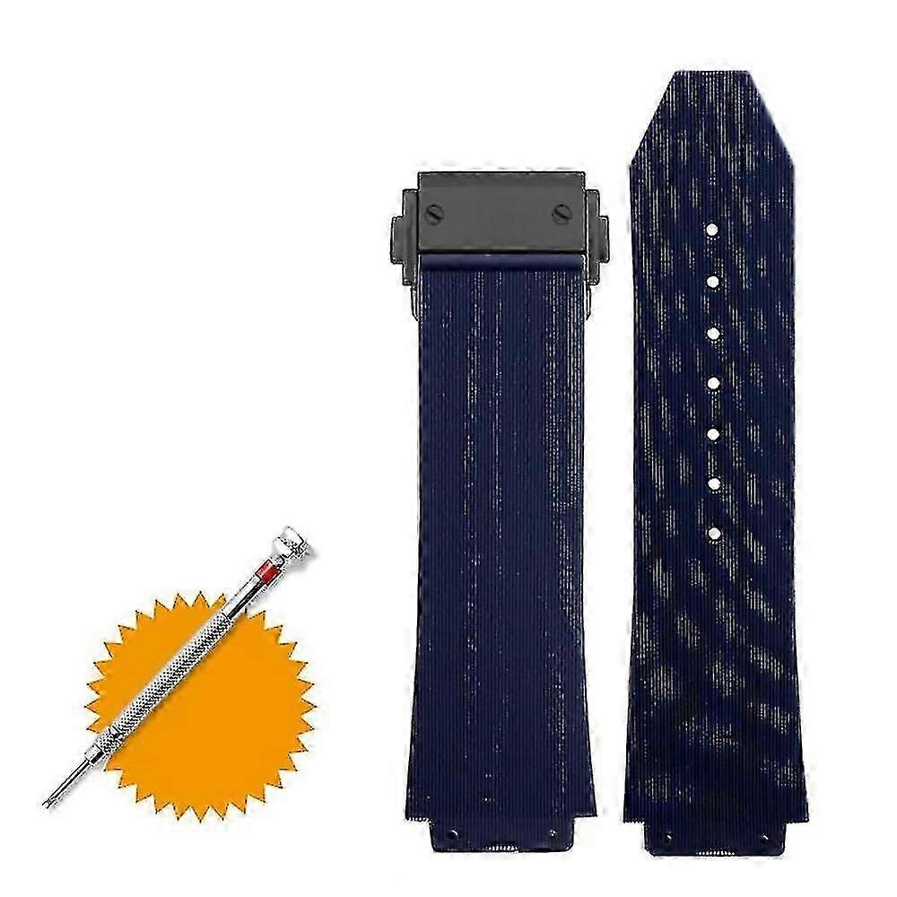 Λουράκι ρολογιού για Hublot Big Bang Σιλικόνης 25*19mm Αδιάβροχο Ανδρικό λουράκι ρολογιού Αξεσουάρ ρολογιού από καουτσούκ Βραχιόλι-μπλε A Μαύρο