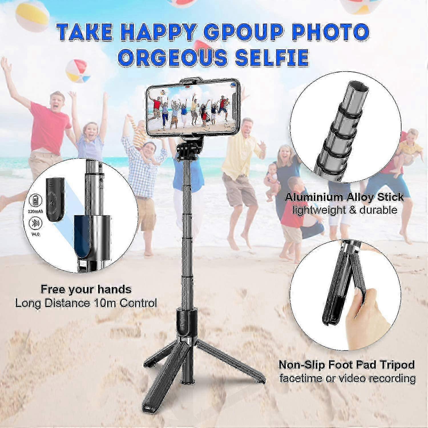 Selfie Stick Tripod, 4 In 1 Extendable Selfie Stick With Bluetooth Remote Release 360 Rotation f26