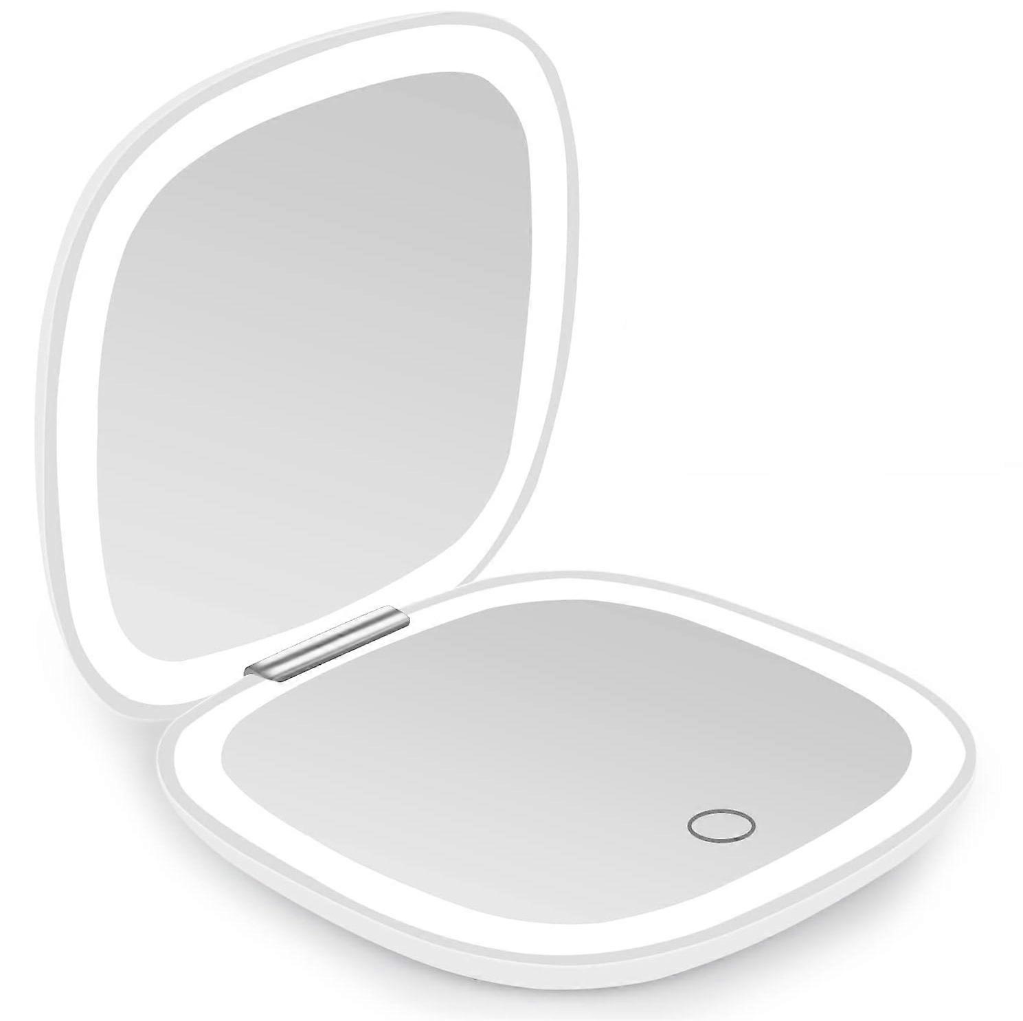 LED makeup mirror folding small mirror-white