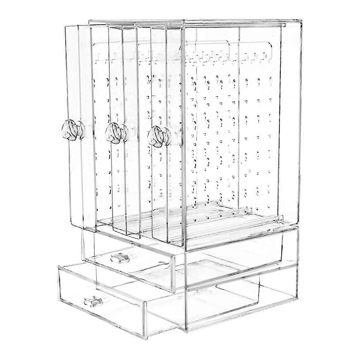 Transparent Three-open Double Drawer Acrylic Jewelry Display Stand