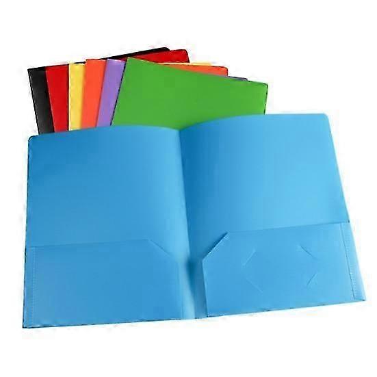6Pcs File Folder with Pockets Different Color Waterproof Tear-Resistant Plastic Document Organizer w