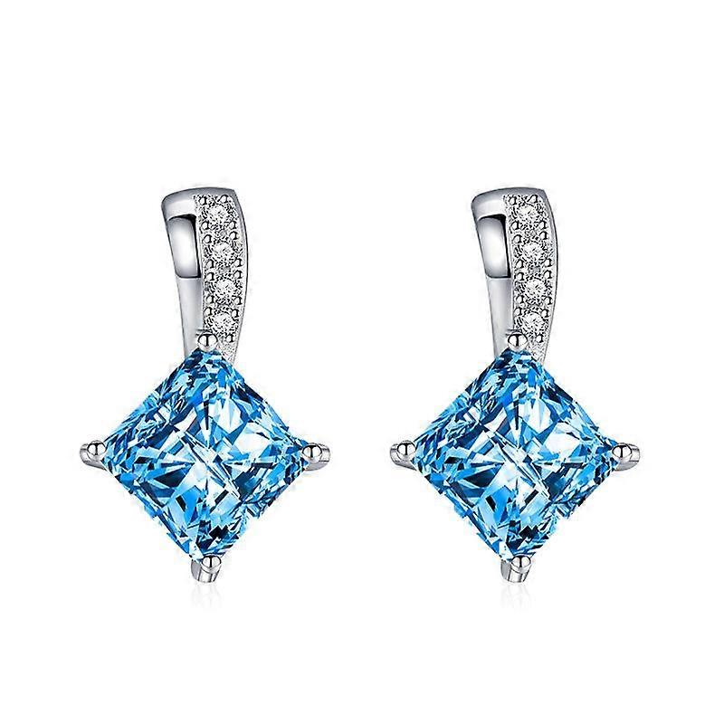 BELLA BOX Luxury Women Square Diamond Stud Earrings Wedding Engagement Party Gift