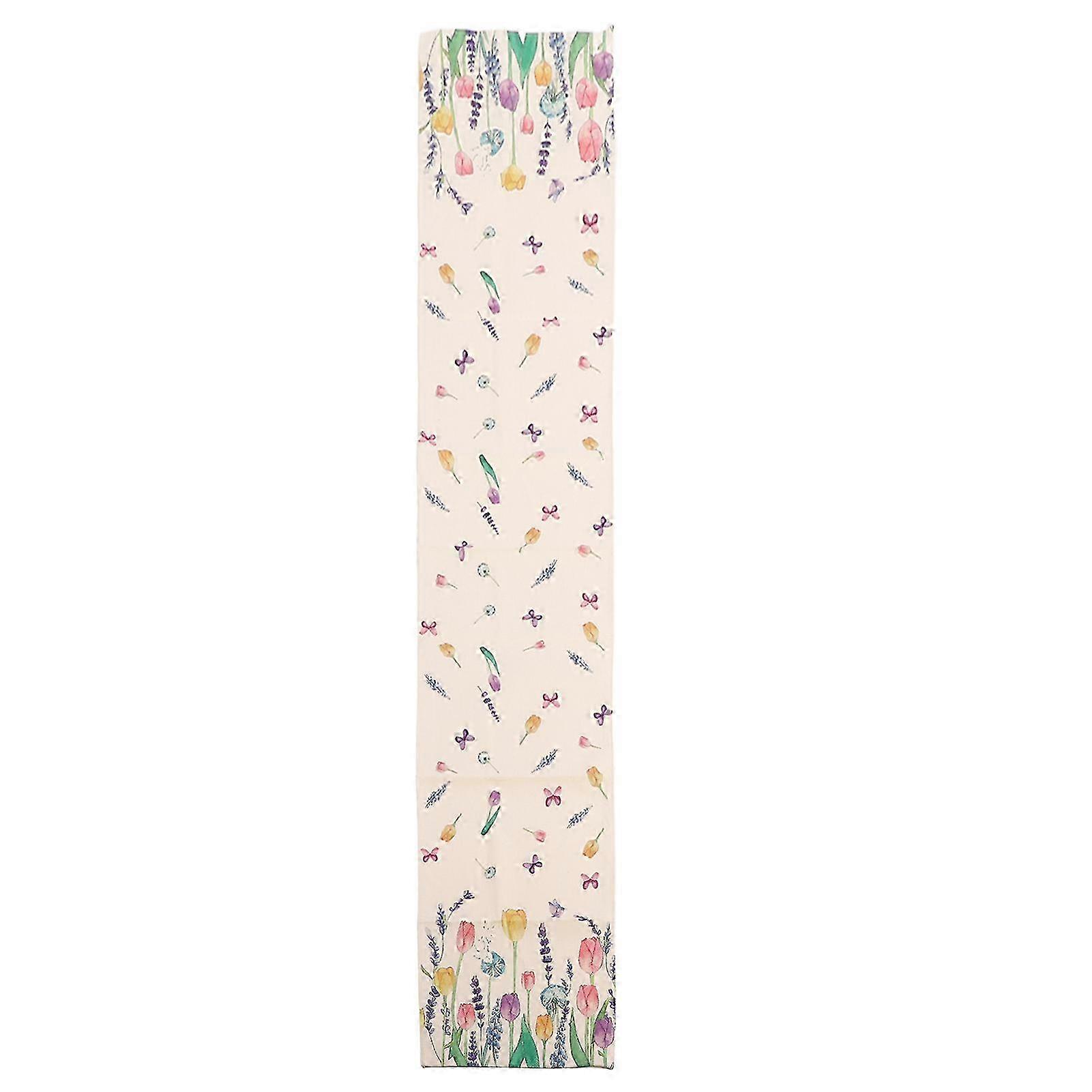Rectangle Table Runner Floral Pattern Reusable 70.9x11.8in Waterproof Tear Resistant Linen Table Runner for Parties