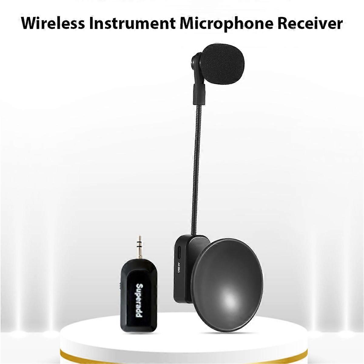 2.4G Wireless Instrument Microphone Receiver with Removable Suction Cup, Speaker Microphone for Musical Instruments
