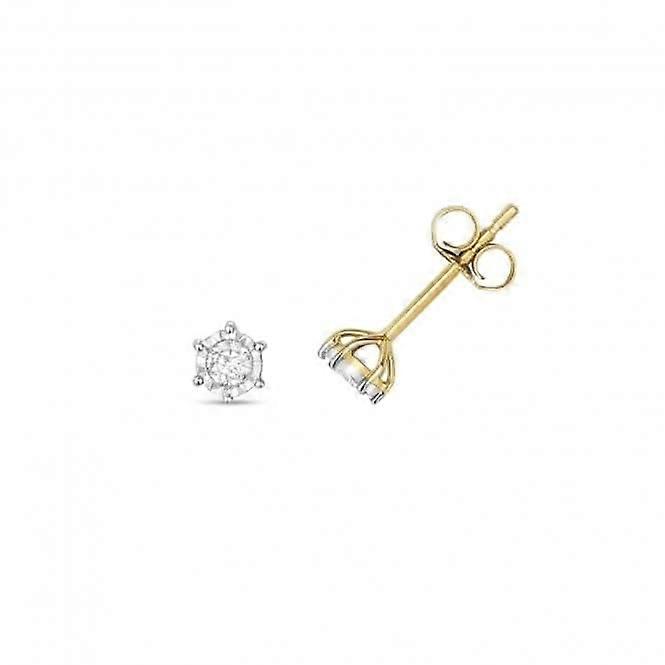 Diamond Jewellery 9ct Gold Diamond Illusion Plate Studs ED164