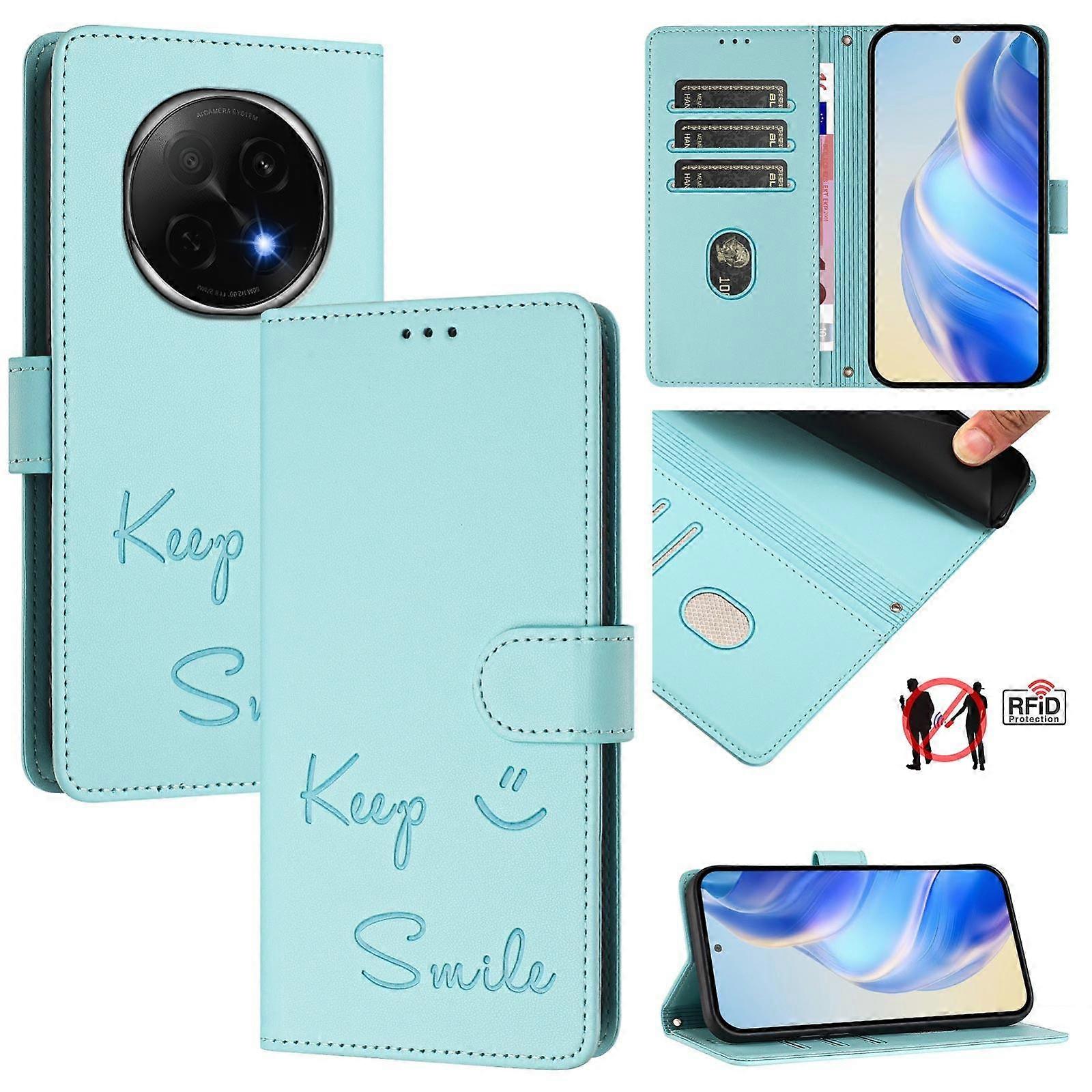 Smile Embossing RFID Leather Phone Case