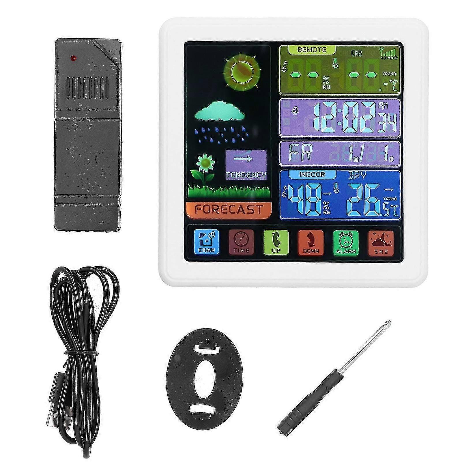 Digital Wireless Thermometer Hygrometer with Touch Screen and USB 5V for Home Use