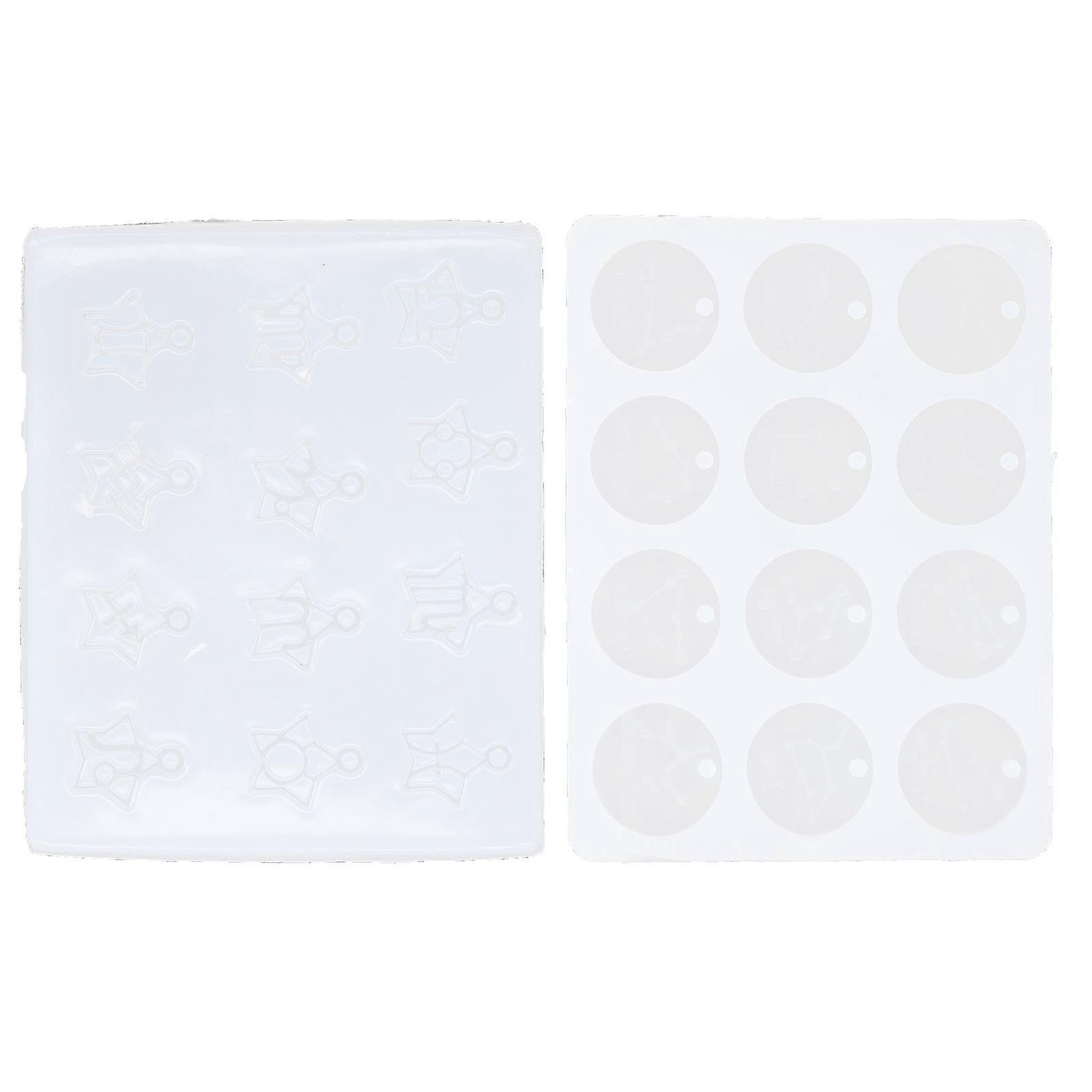 2pcs Fondant Molds 12 Signs Round Soft Elastic Reusable Inadhesive Design Silicone Chocolate Cake Mold for Baking