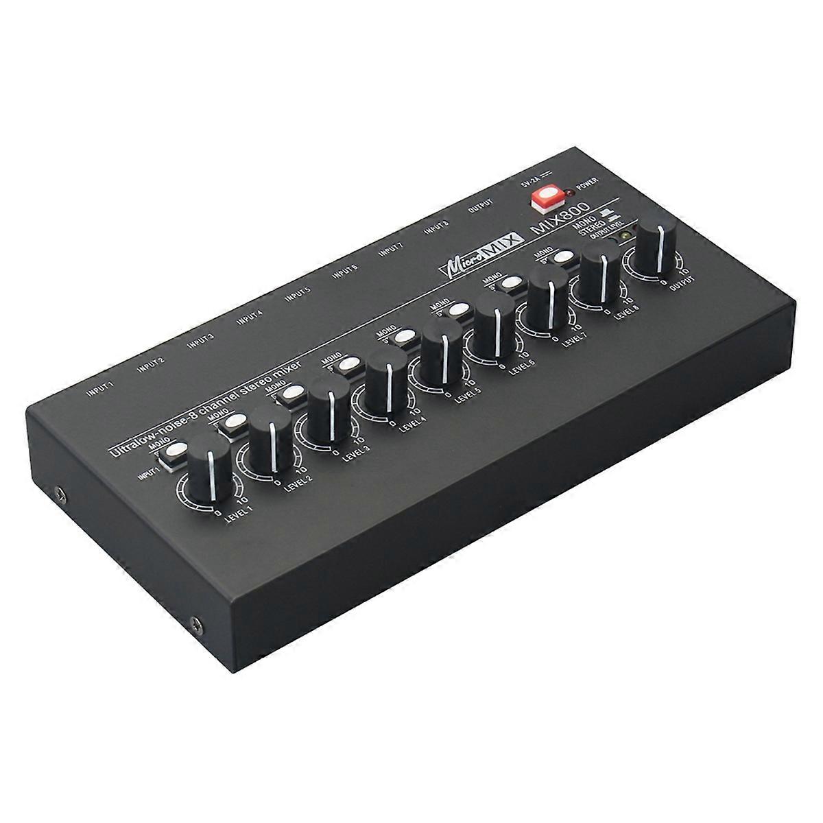 MIX800 8 Channel Ultra Low Noise Stereo Line Mixer Mini Professional