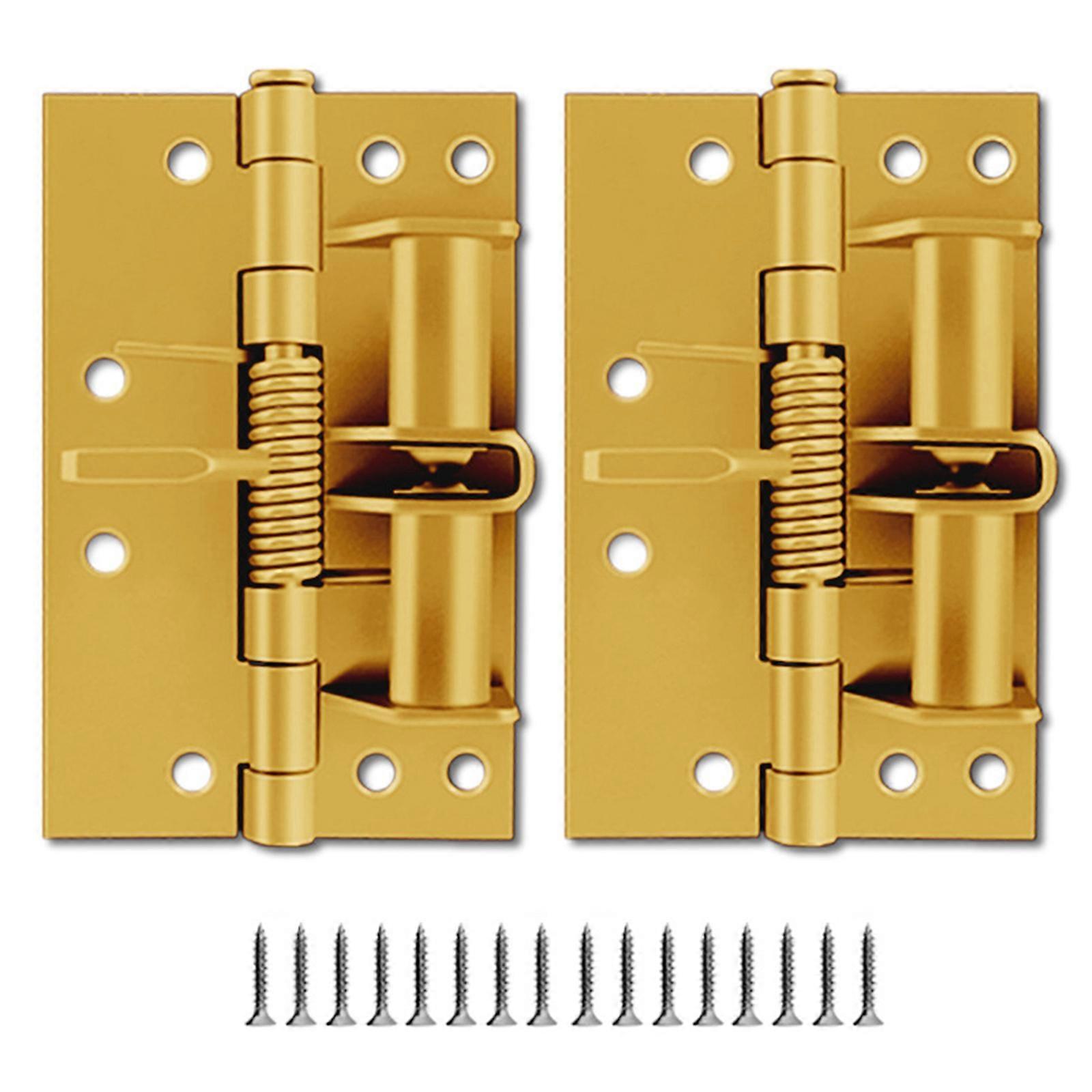2pcs Practical 4Inch Aligning Spring Hinges for Automatic Door Closing with 90 Degree Positioning in Elegant Finish  yellow