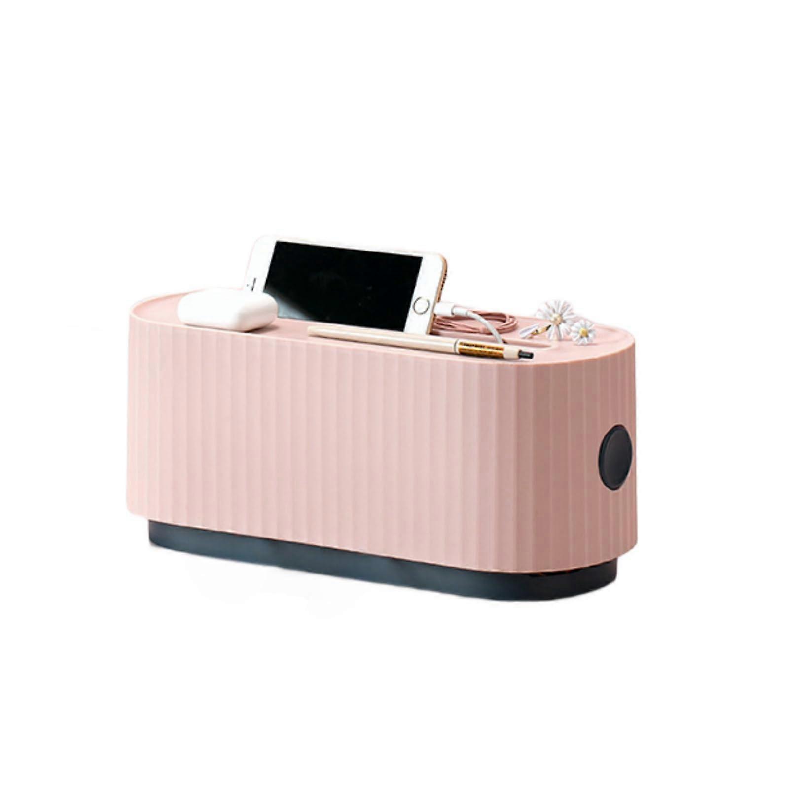 Pink Cable Management Box for Home Office, Large Organizer for Cords, Wood Material, Modern Design, Stylish Storage Solution
