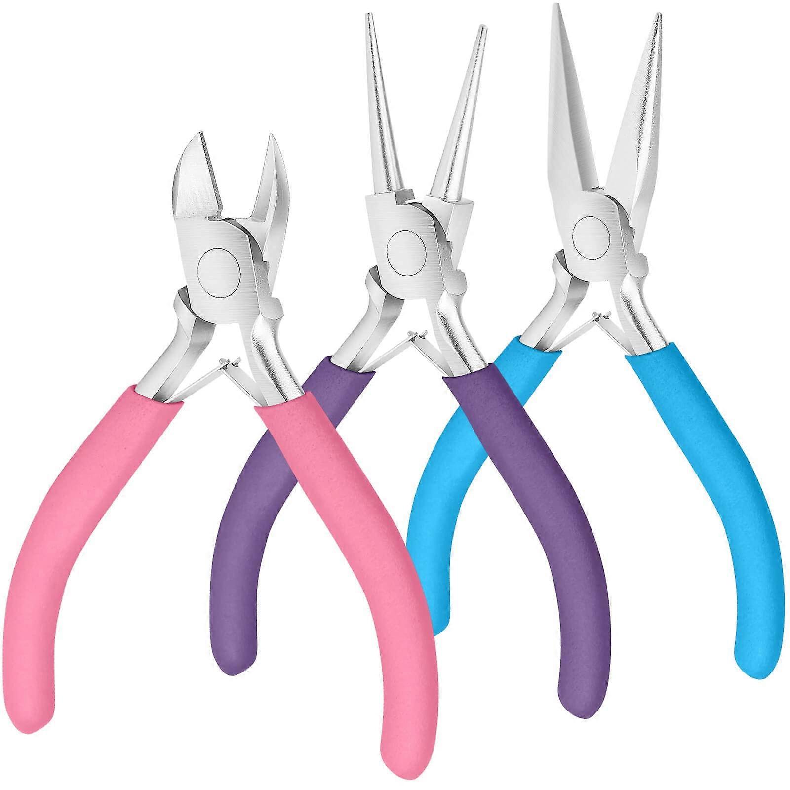 Frosted Non-Slip Handle Jewelry Pliers Set of 3 for Beading, Crafting, and Precision Work