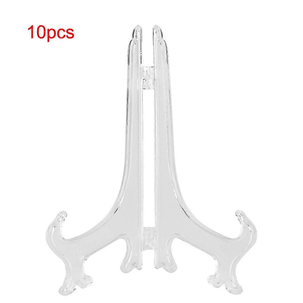 10pcs Folding White Plastic Plate Holders Dish Picture Frame Decorative Display Stand Rack