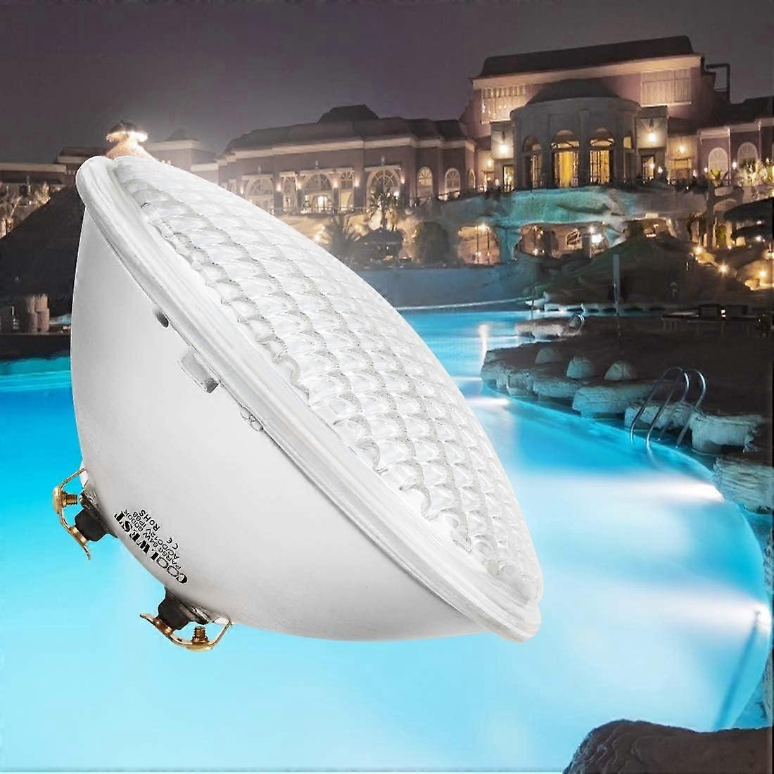 LED Swimming Pool Light, 54W White Underwater Light IP68 Waterproof Pond Lighting, AC/DC 12V Outdoor Swimming Pool Spotlight Underwater for Aquarium
