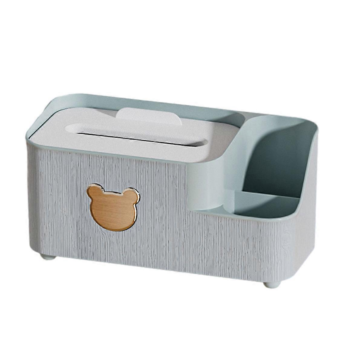 Multifunction Tissue Box Rectangular With Side Organizer, Facial Tissue Holder Dispenser for Remote Controls, Reading Glasses & Pens