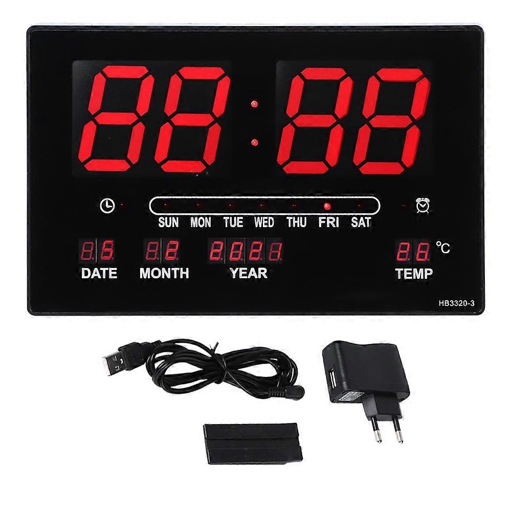 Multifunctional Electronic Digital LED Calendar Clock Time Temperature Display EU Plug 110-220V