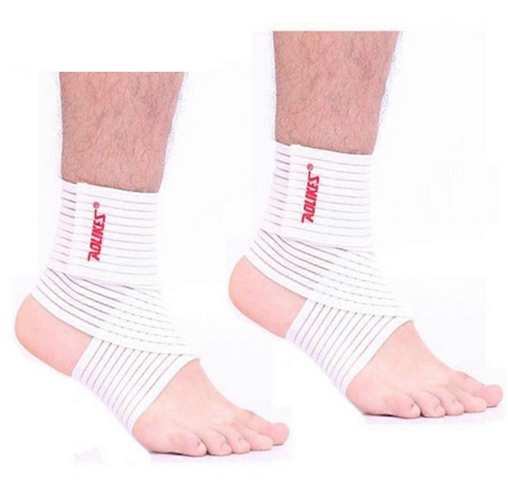 Elastic Breathable Ankle Support Band Wrap Adjustable Straps for Running and Basketball - Burkun Beyaz