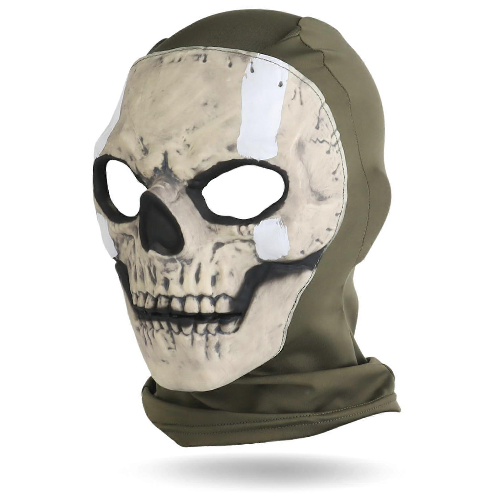 Ghost Balaclava Tactical Mask, AntiImpact Silicone Faceshield with Elastic Fabric, AntiFog Clear Lens, Padded Eye, Breathable Mouth