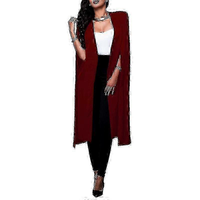 Vrouwen Casual Open Front Cape Mantel Trench Duster Jas Lang