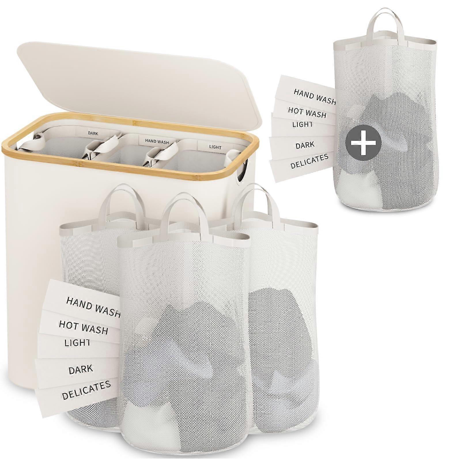 Laundry Hamper With Lid, Model C, 10 Labels Included, Inner Bags