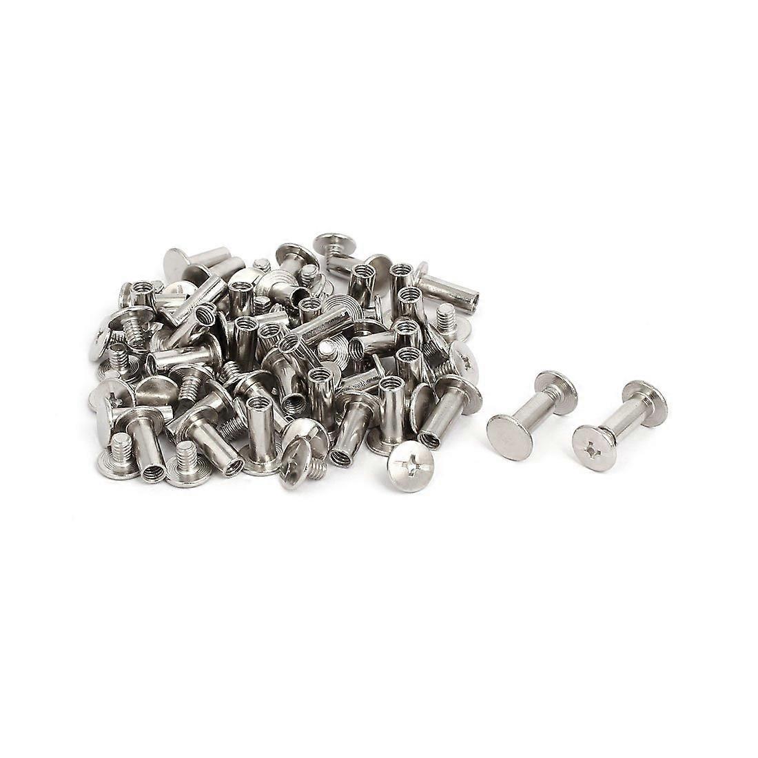 5mmx12mm Binding Quality Parts Chicago Screw Posts Docking Connecting Nuts Docking Rivets Silver Tone 50pcs Model:55as592qo117