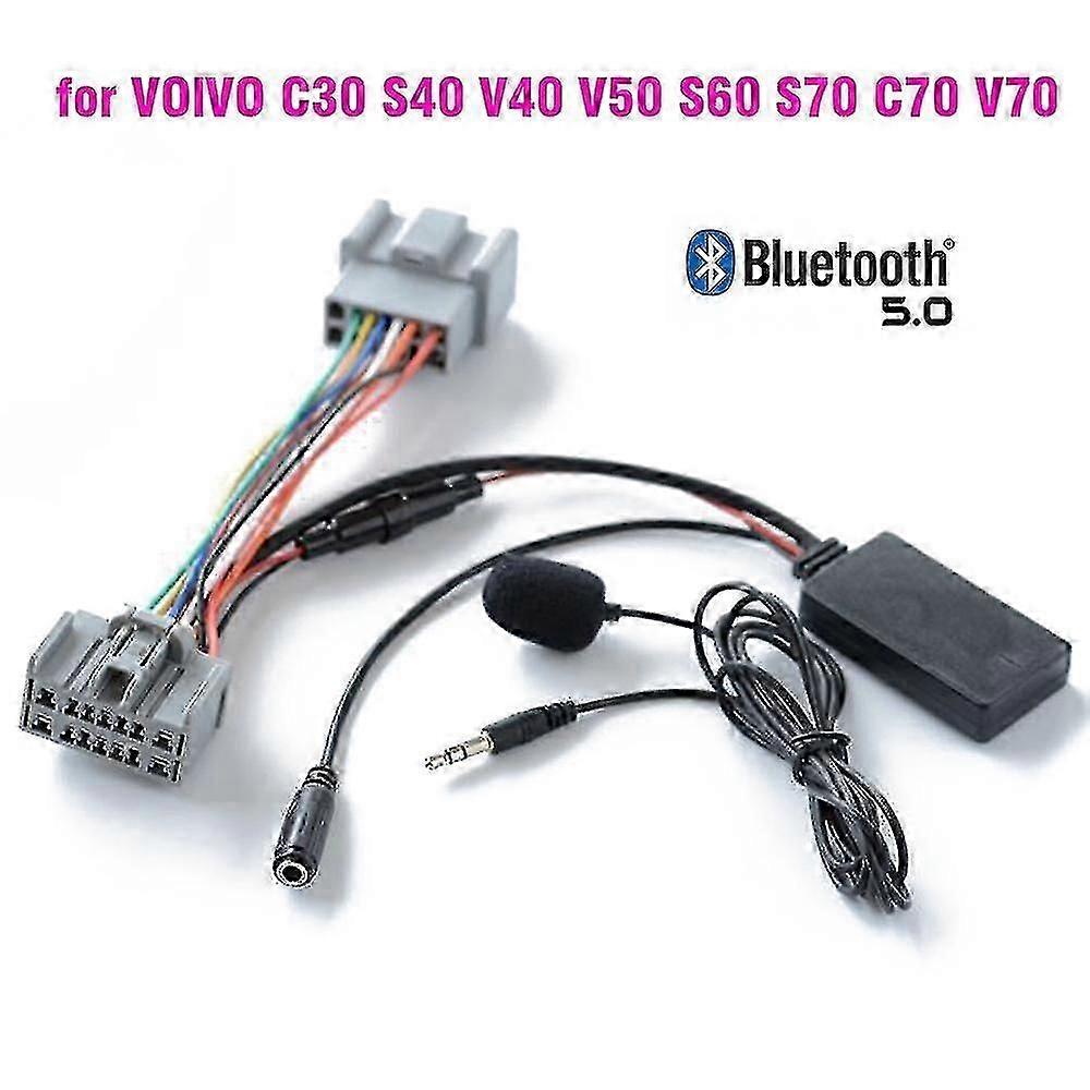 Bluetooth 5.0 Trådlös Handsfree Biladapter med Mikrofon för Volvo C30, S40, V40, V50, S60, S70, C70, V70, XC70, S80, XC90