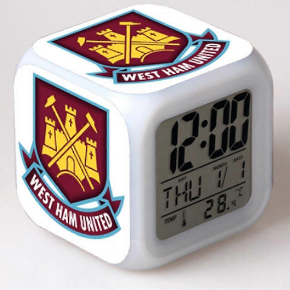 SSRGV Football League Colorful Alarm Clock, LED Digital Color Changing Square Alarm Clock, Creative Alarm Clock Giveaway Gift (shape V)