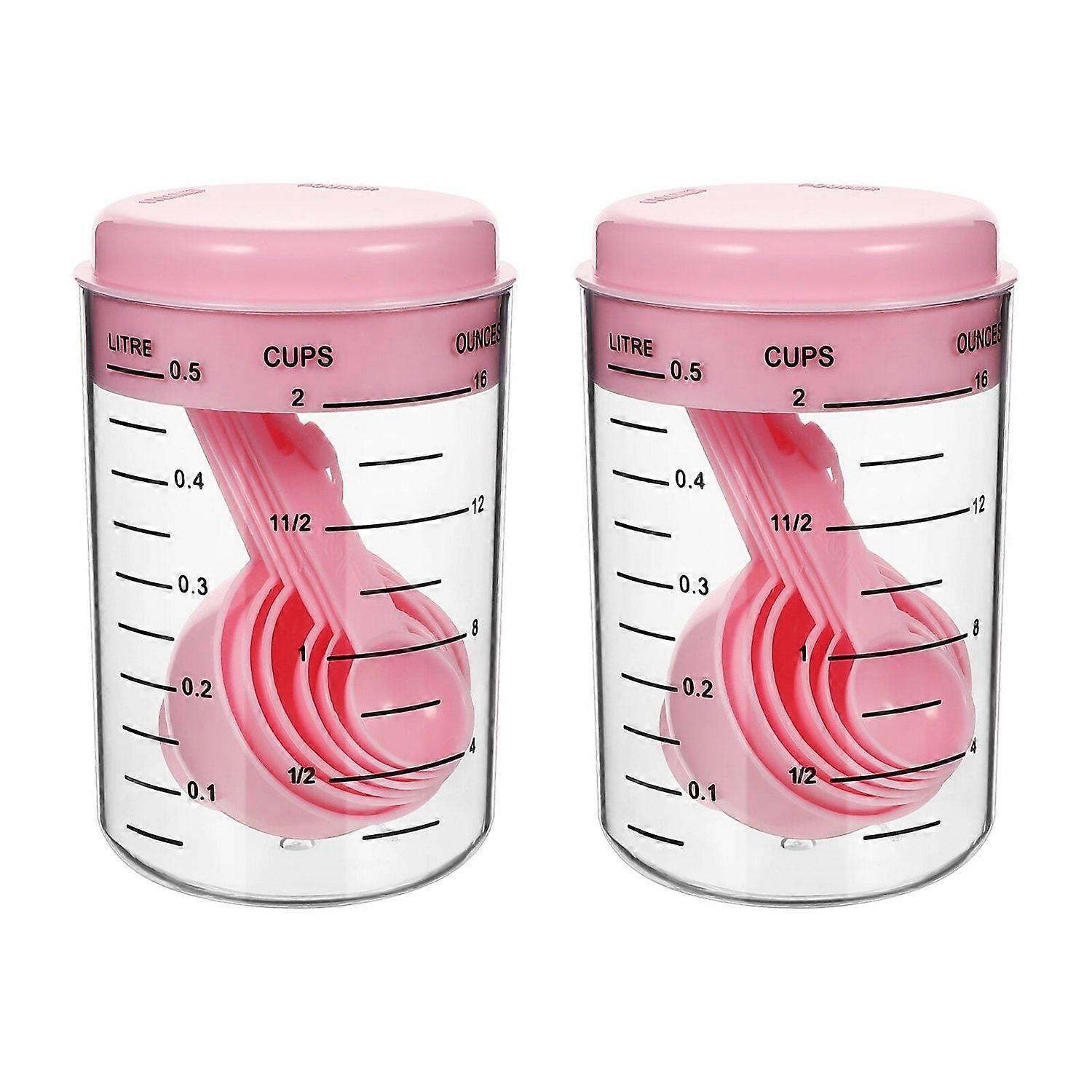 2 Pcs Plastic Measuring Cup And Spoon Baking Tools Set