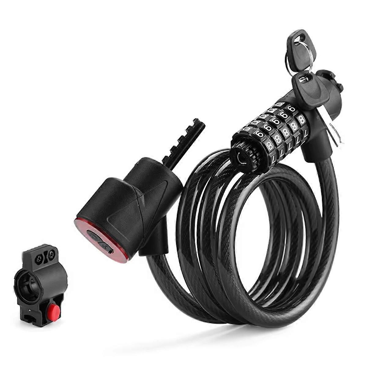 Bicycle Lock with Light 5 Digit Security Password Bike Lock Steel Cable Chain Anti-Theft Lock for R