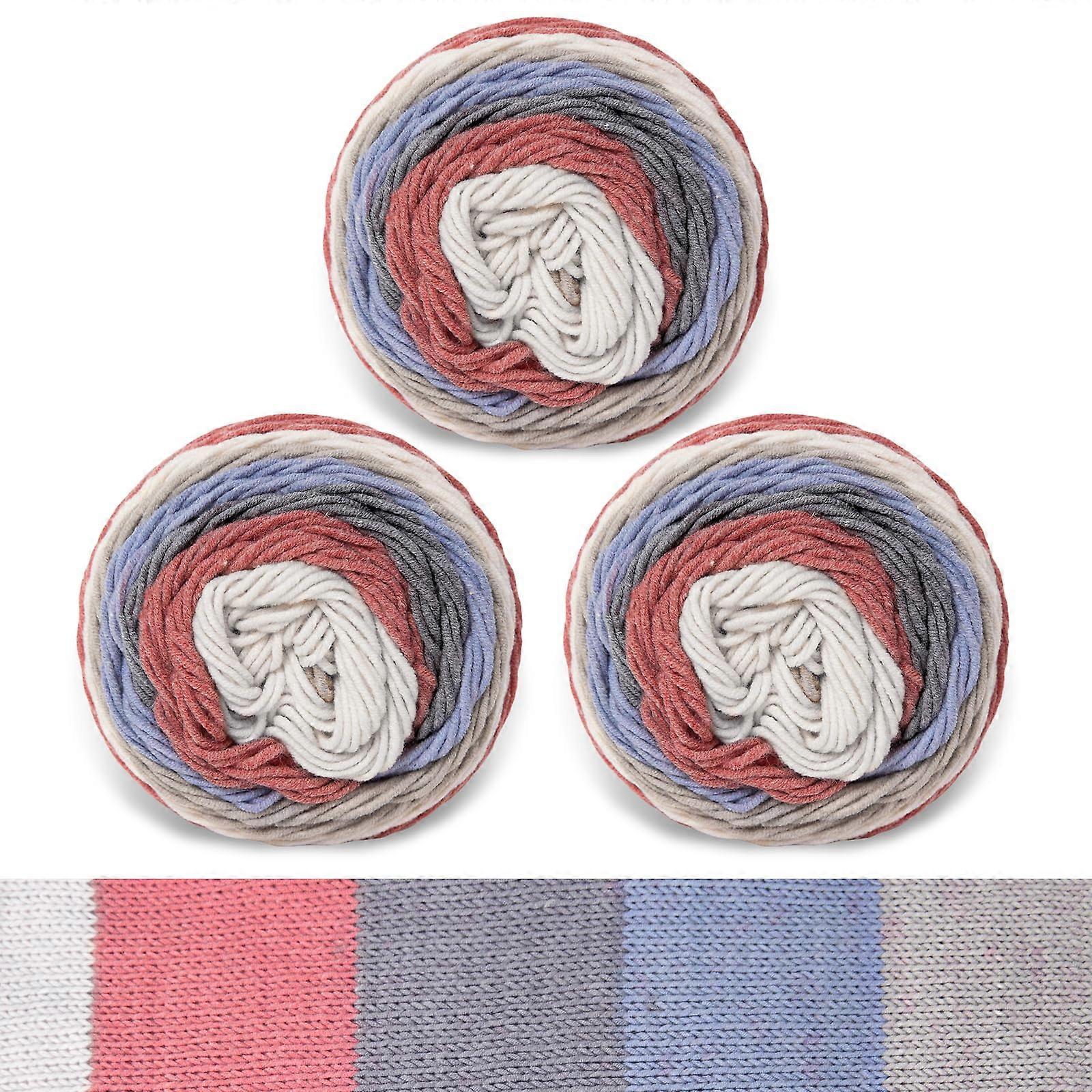 Cotton Acrylic Yarn, 3 Ske 100g, Soft Pastel Gray Purple Gradients