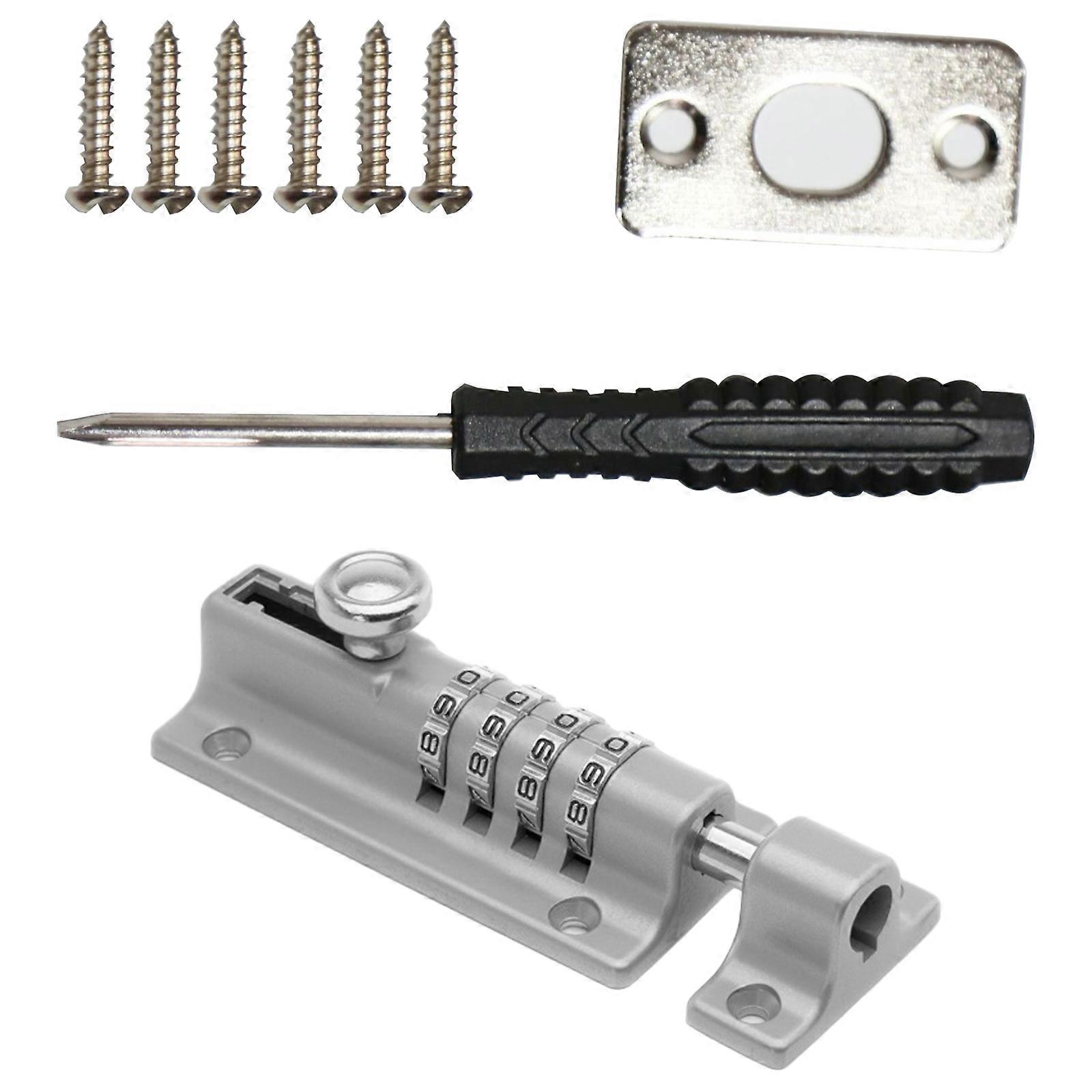 Multipurpose Secure Digit Code Gate Lockable with Code Home Accessory Sliding Padbolt for Outdoor Protective Daily Use Gray