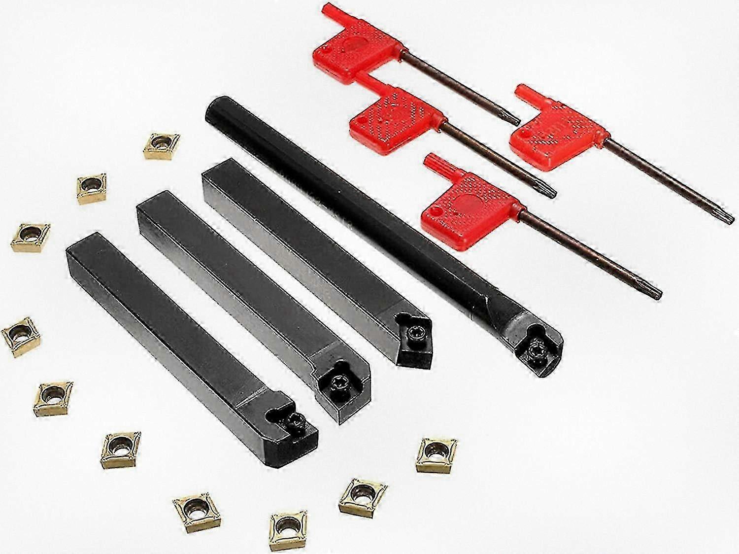 4pcs Turning Tool Holder Set with Carbide Inserts and T15 Wrench for Various Machines