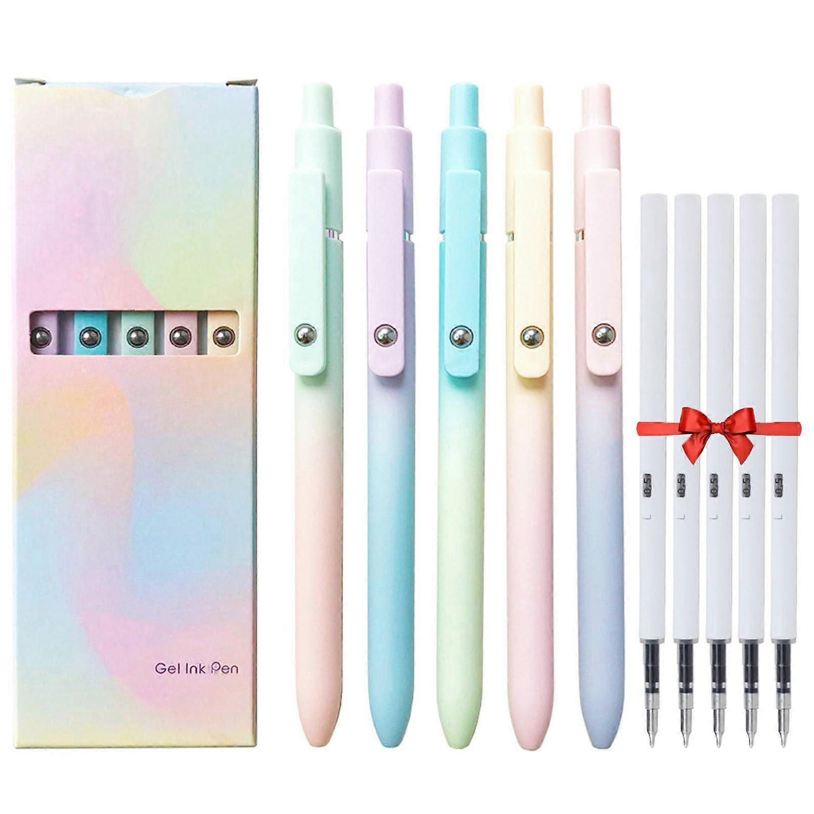 Emboadlie Gel Ink Pens, 0.7mm Medium Tip Black Ink, 5 Replacement Refills (5Pcs A)