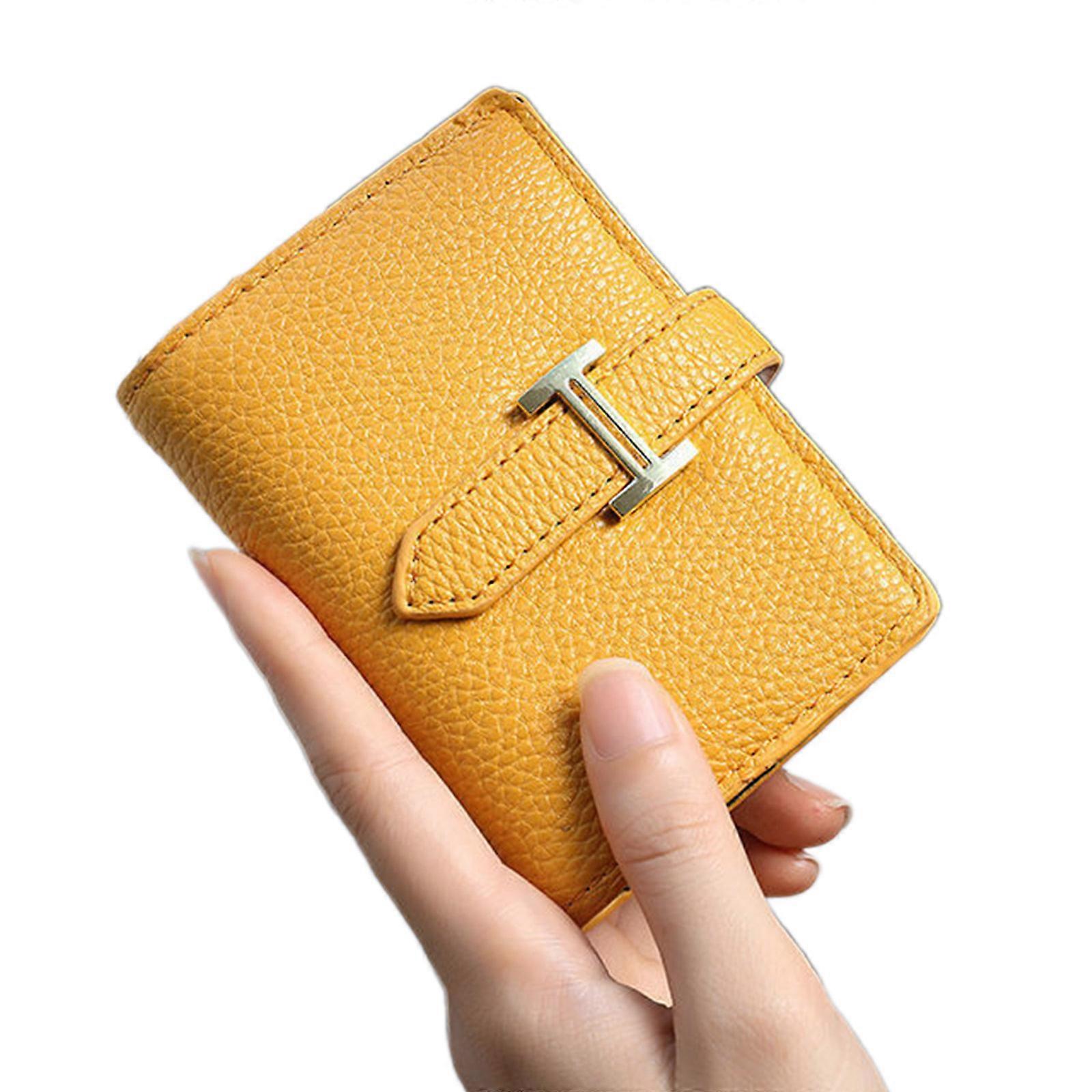 RFIDBlocking جيب محفظة حامل بطاقة ال Lychee الملمس البنك حامل بطاقة الائتمان محفظة متعددة الفتحات للنساء حامل بطاقة أصفر
