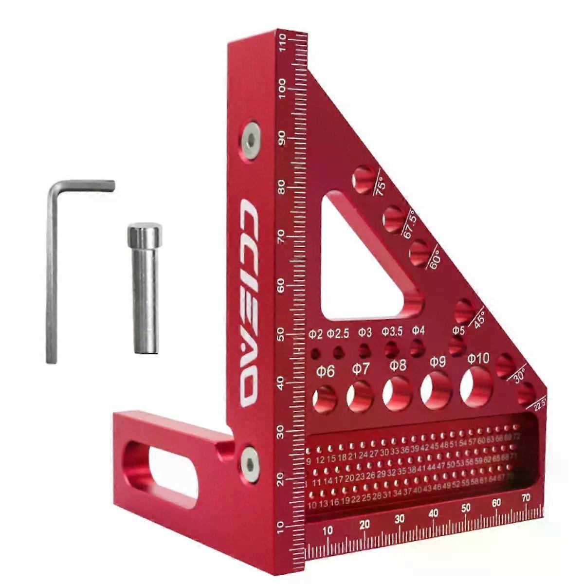 Imperial 3D Multi-Angle Measuring Ruler 45/90 Degree Aluminum Alloy Woodworking Square Protractor for Engineer Carpenter