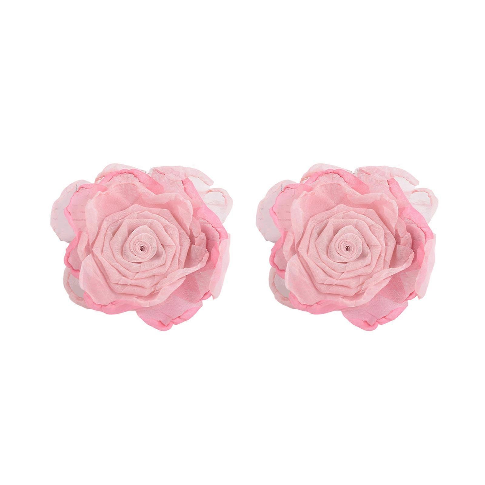 Artificial Flower Curtain Tiebacks Clips Set of 2 Wrinkle Resistant Fabric Florals Window Drapery Holdbacks Clamps Princess pink