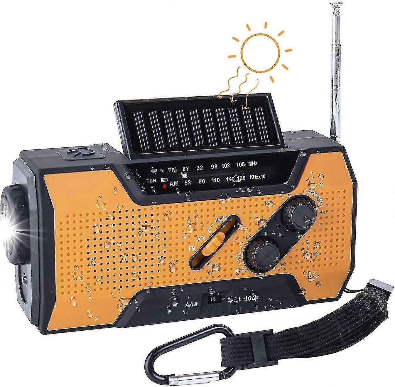 Hand Crank Emergency Radio, Solar Portable Multifunction Outdoor Novelty Radio with 2000mAh Power/LE