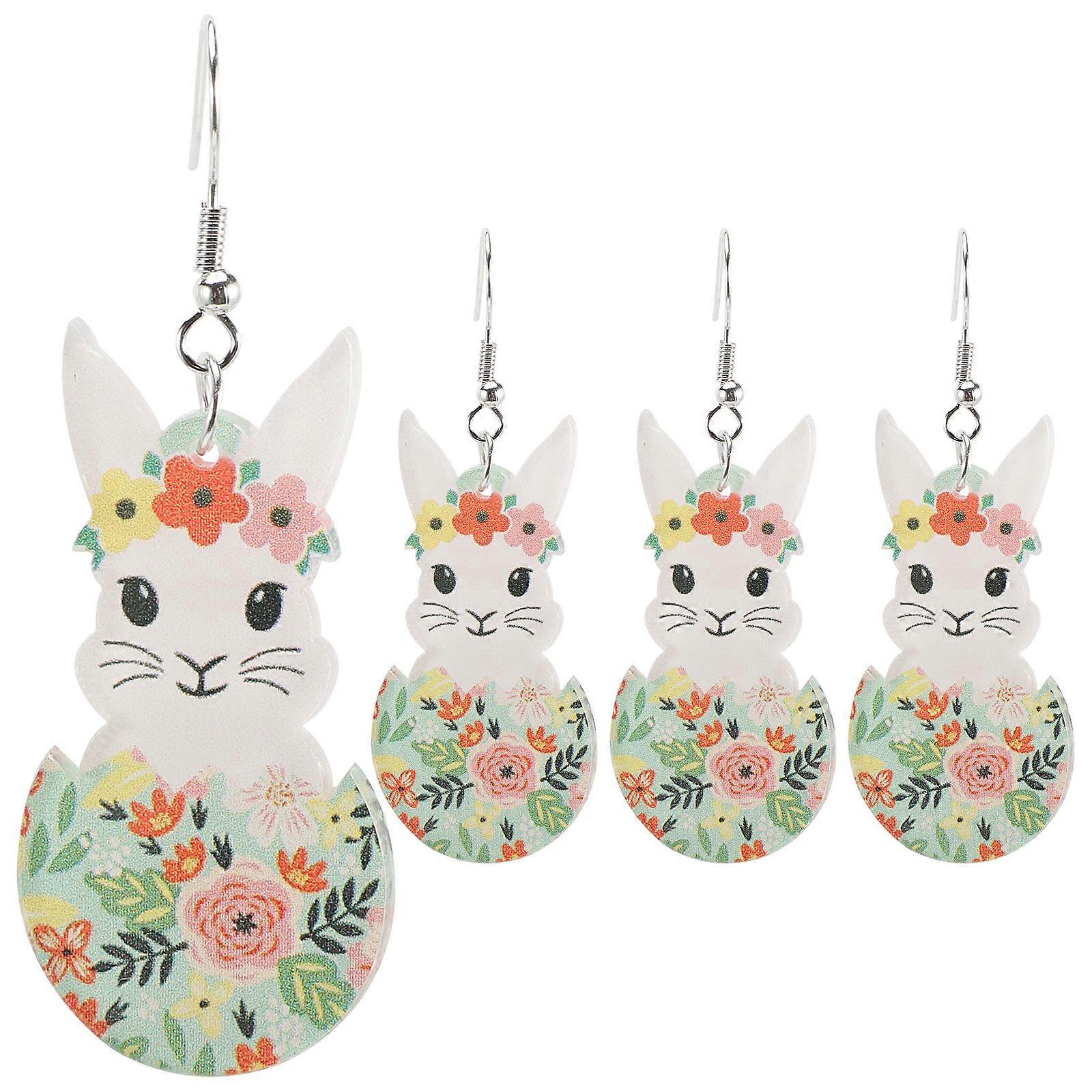 2 Pairs Rabbit Design Ear Drop Girl Earrings Decorative Ear Pendant Party Supply