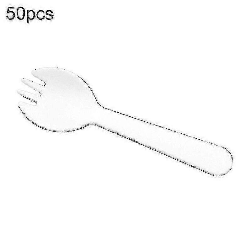 50pcs Disposable Plastic Fruit Forks Spoons Party Dessert Cutlery