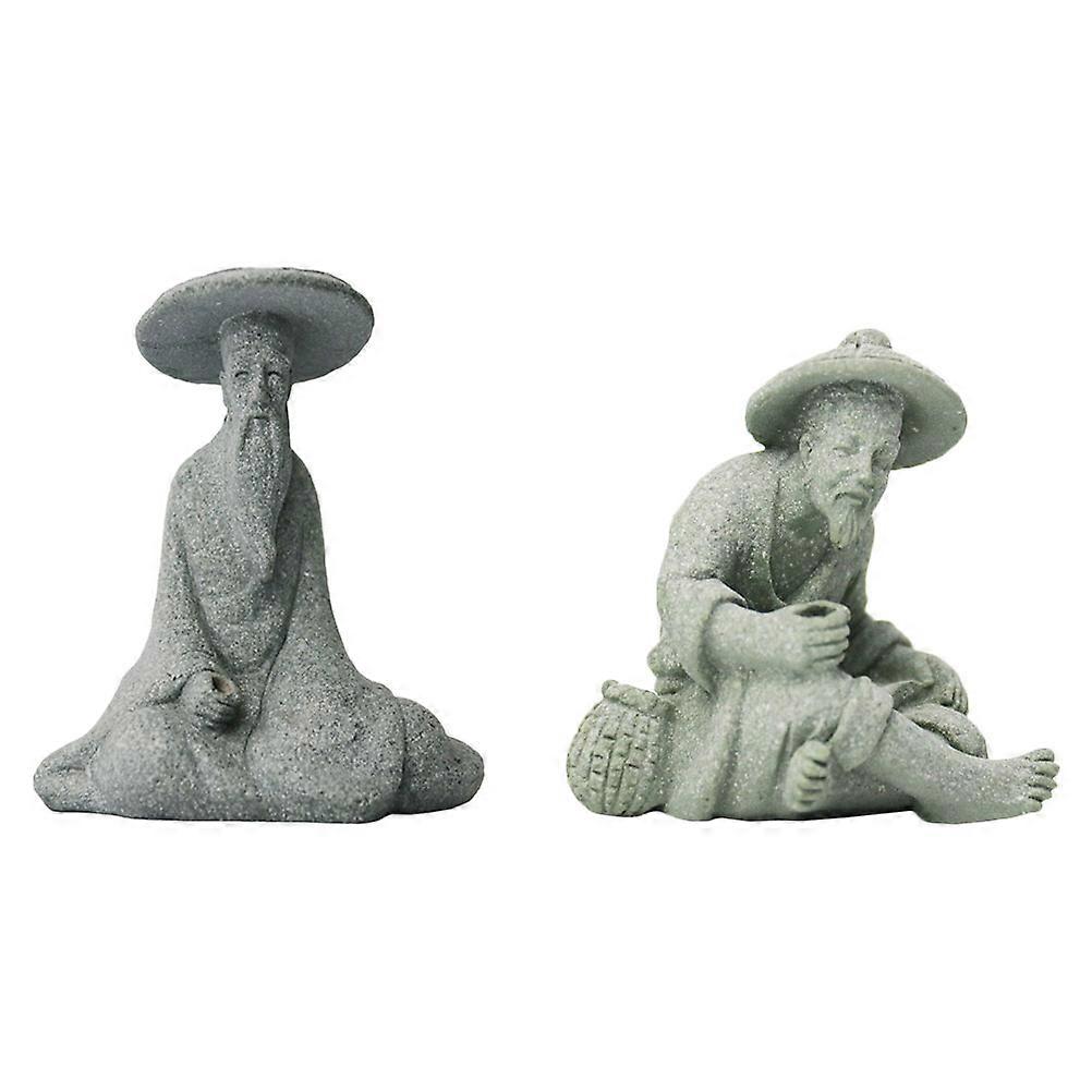 Handmade Fishing Elder Statue, Craftsmanship for Garden and Home Decor
