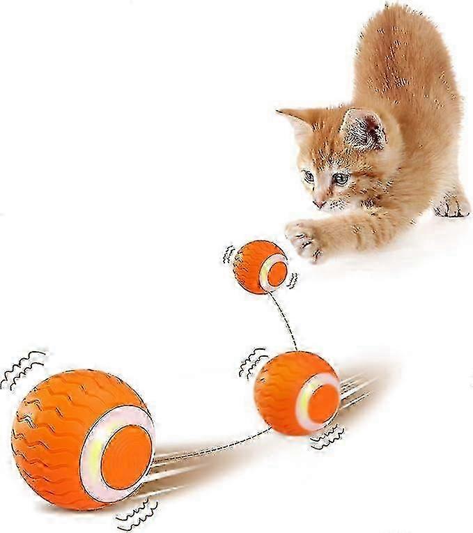 2025 Interactive Cat Toy Balls, Automatic Smart Moving Toy for Indoor Cats, Rechargeable Rolling Ball with LED Light for Kittens