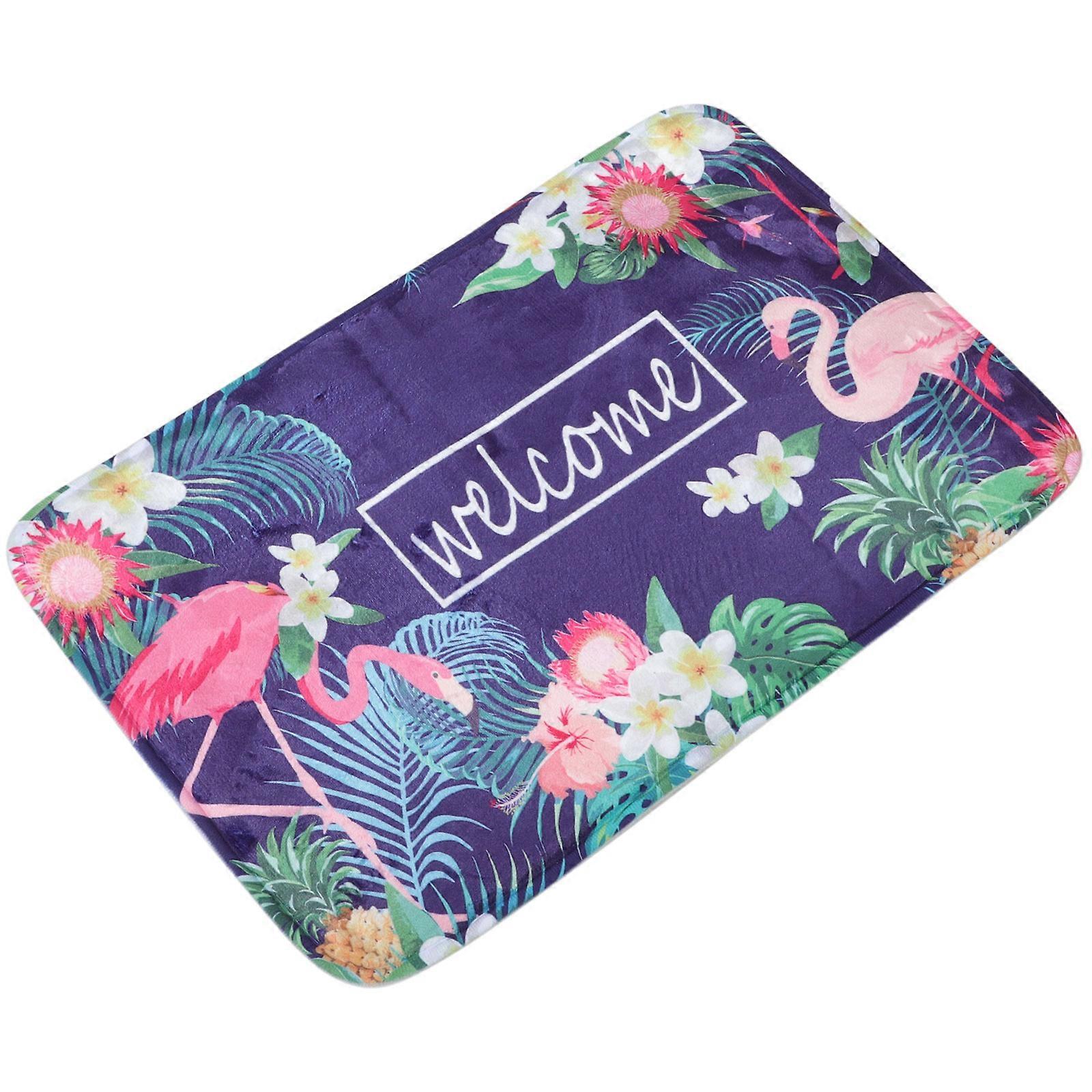 リビングルーム用フロアラググラスフラージフラミンゴプリント滑り止め60x40cmキッチンバスルーム1個