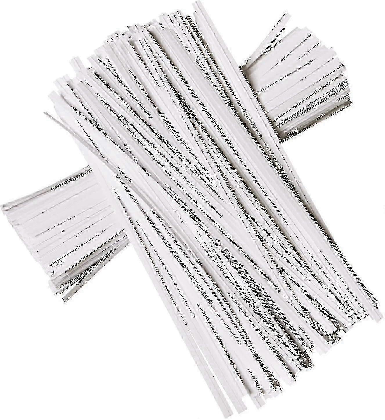 200 Ppcs Kraft Paper Twist Ties Bread Twist Ties Candy Ties For Bags 5"(120mm) Length White Color