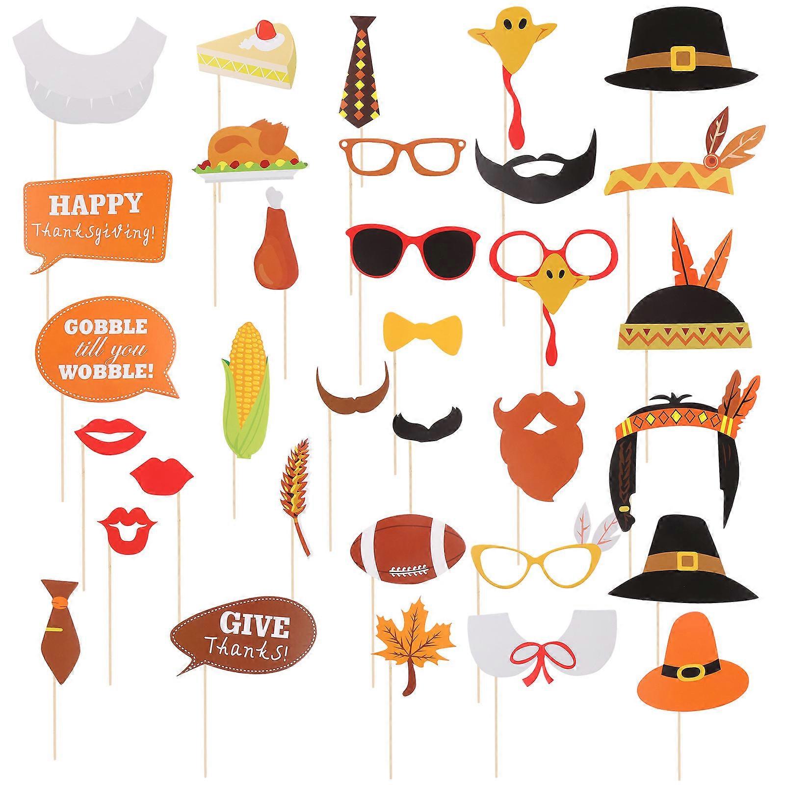Handheld Props Round Family Friends Thanksgiving Day Party Assorted Color 2Set