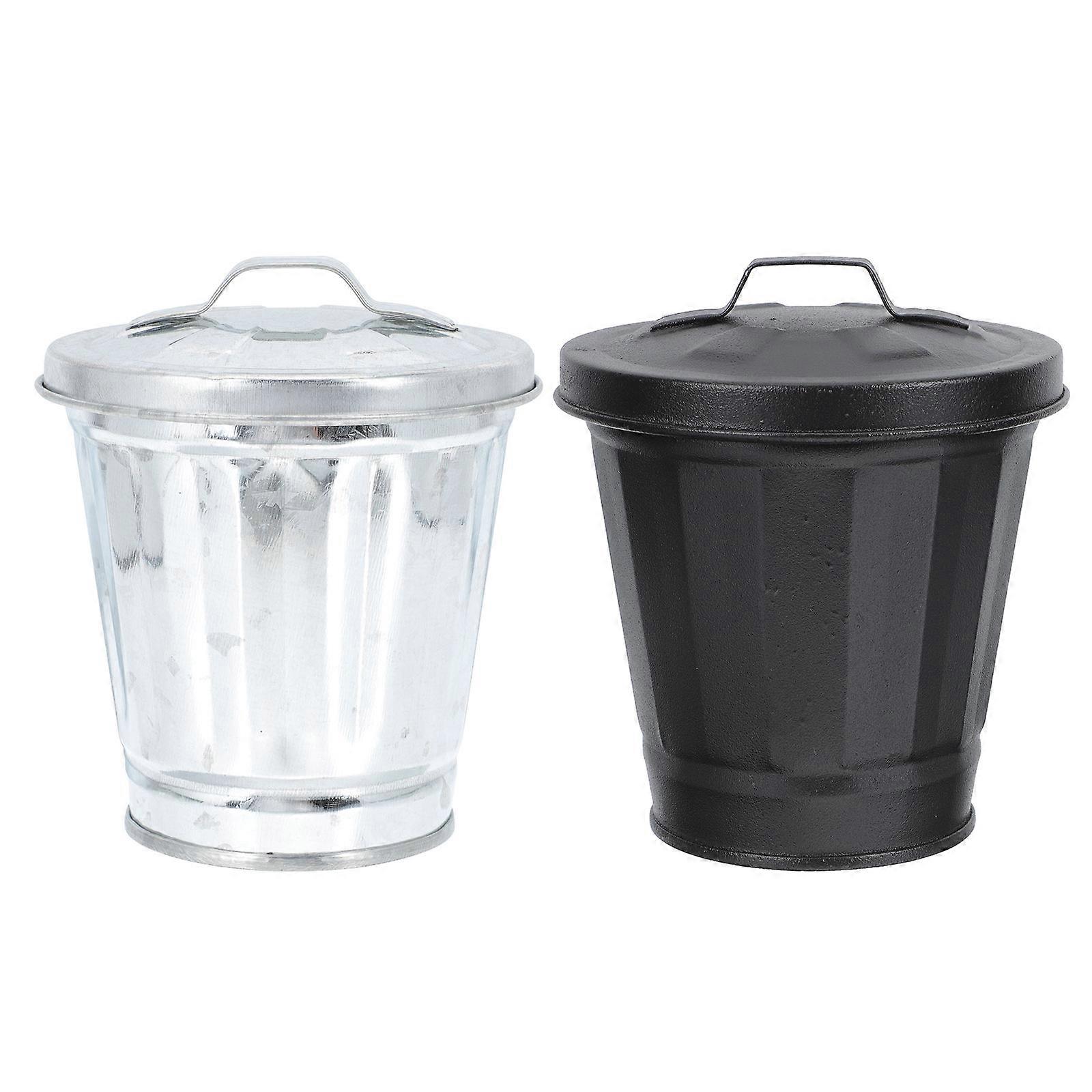 Small Trash Can with Lid Garbage Containers Odor Prevention for Office 2Pcs