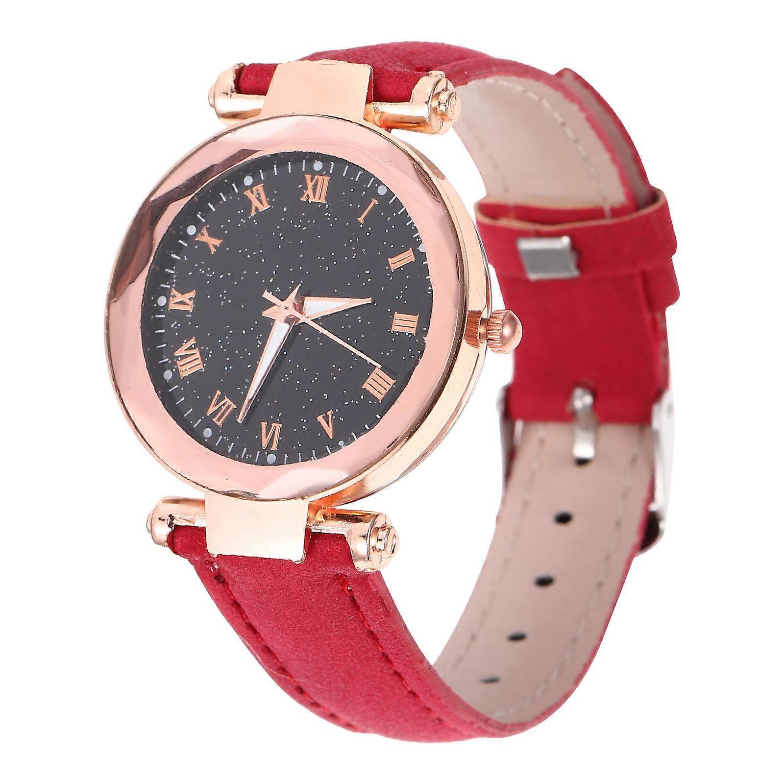 Watch Women Simple Watches For Women Various Occasions Leather Strap Polygonal Glass Face 1Set