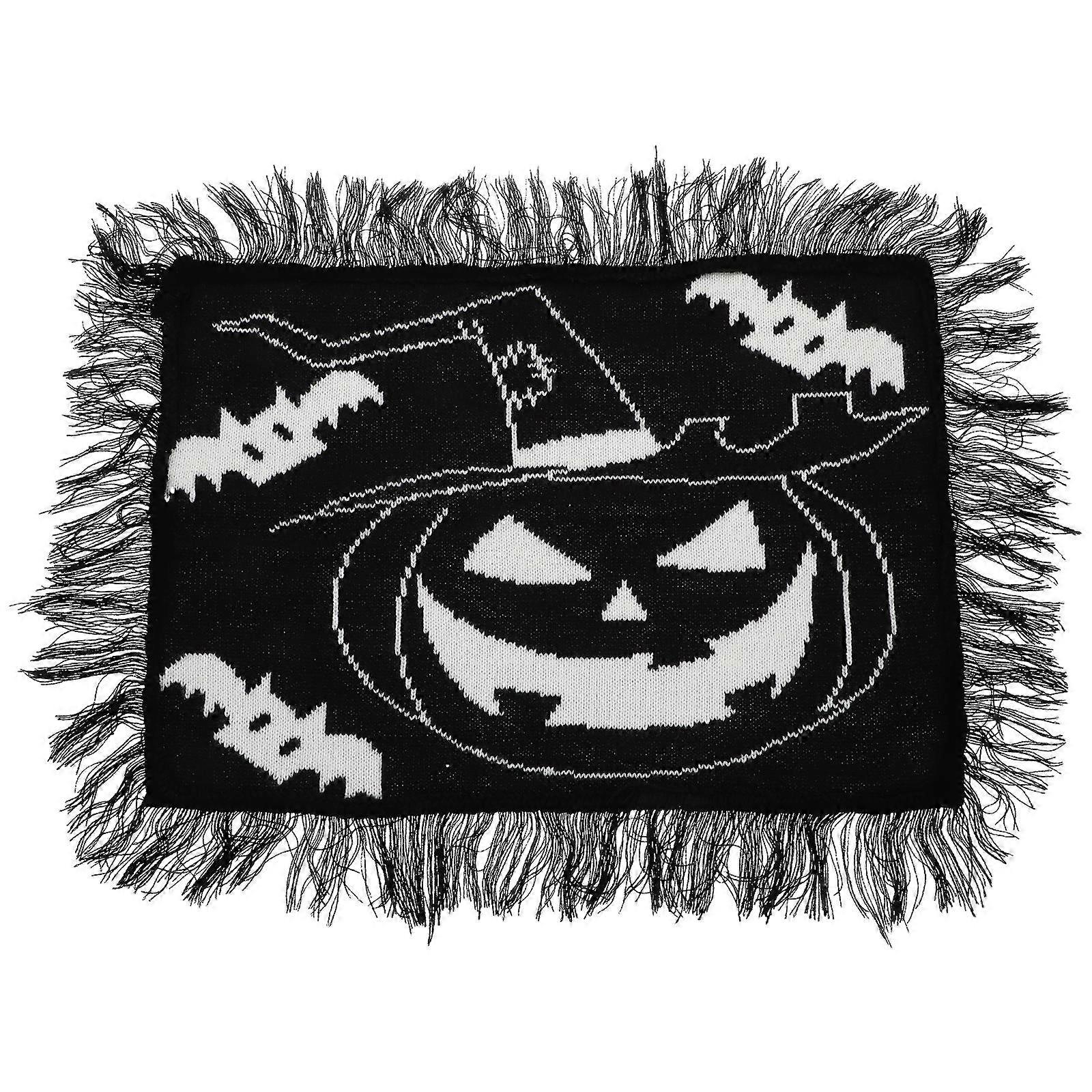 Halloween Cup Mat Pumpkin Bat Design Rectangular Acrylon Halloween Party Use 1Pcs