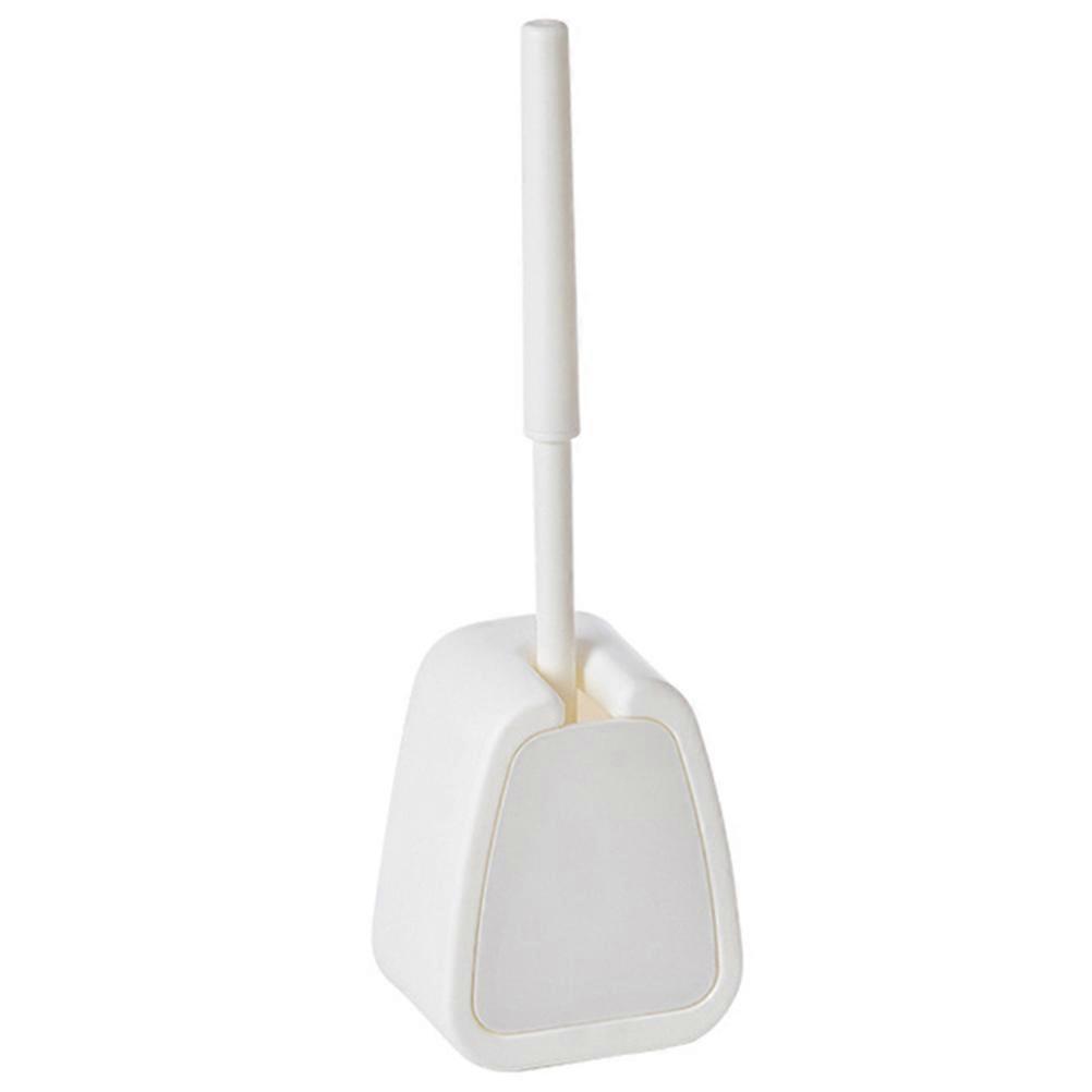 Long Handle Toilet Brush with Base, Soft Bristles WC Cleaning Tool for Bathrooms, Deep Cleaning Accessory, White